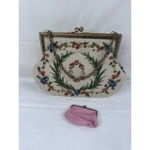 Floral Tapestry Handbag Needlepoint Kisslock Purse Bag GRANNY CORE Grandma Craft